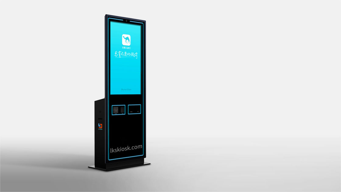 43 Inch NFC Card Dispenser Hotel Kiosk Check Out Kiosk With Card / Cash Payment Managemente